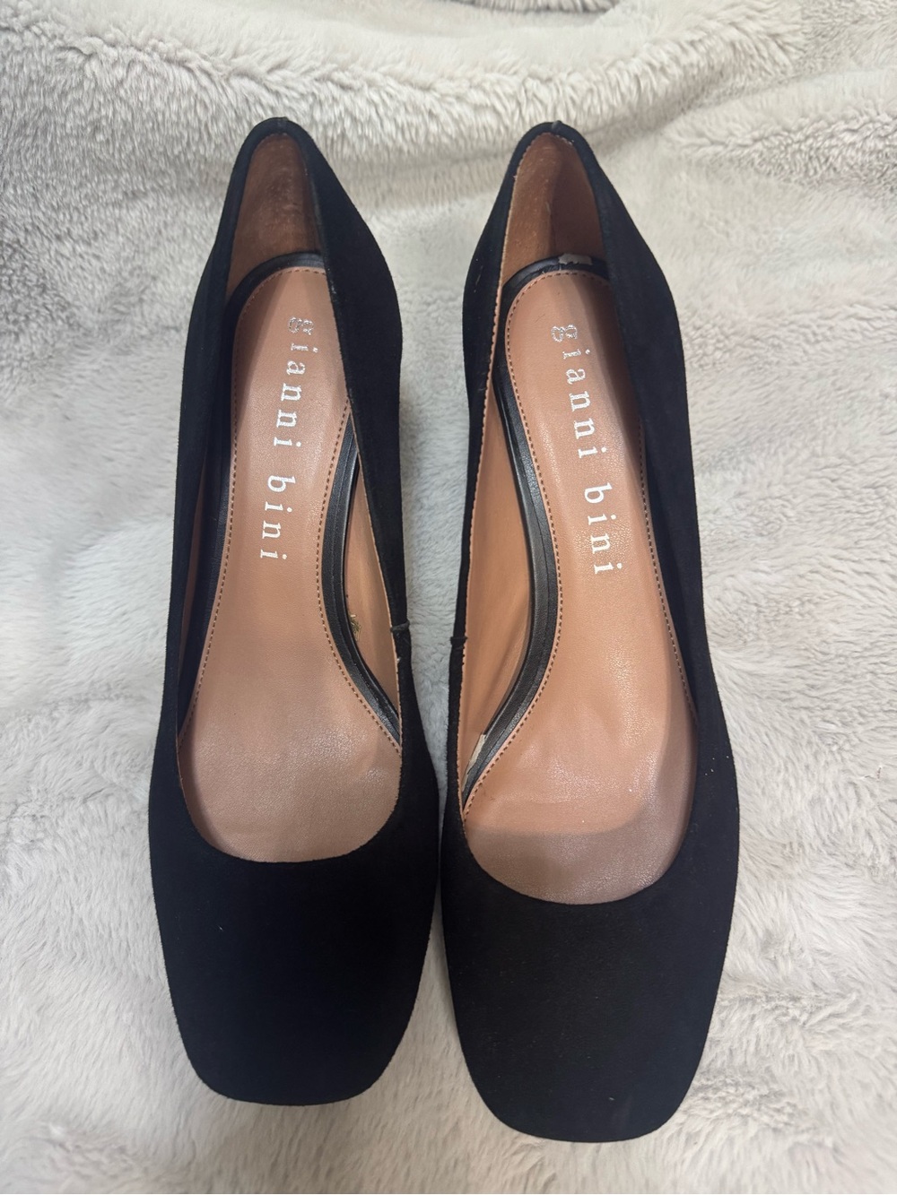 Gianni Bini Black Suede Square-Toe Dress Pumps